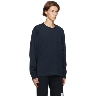Shop Thom Browne Navy 4-bar Rugby Long Sleeve T-shirt In 415 Navy