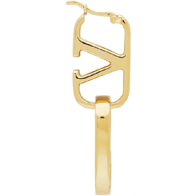 Shop Valentino Gold  Garavani Double Vlogo Hoop Earrings In Cs4 Gold