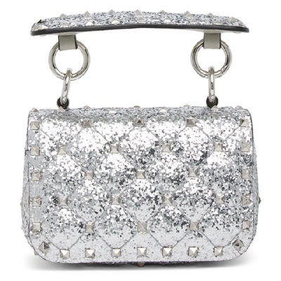 Shop Valentino Silver  Garavani Micro Rockstud Spike Bag In D00 Silver