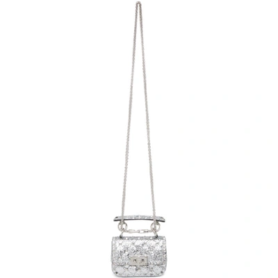 Valentino Metallic Silver Leather Rockstud Spike Mini Backpack Grey  ref.639388 - Joli Closet