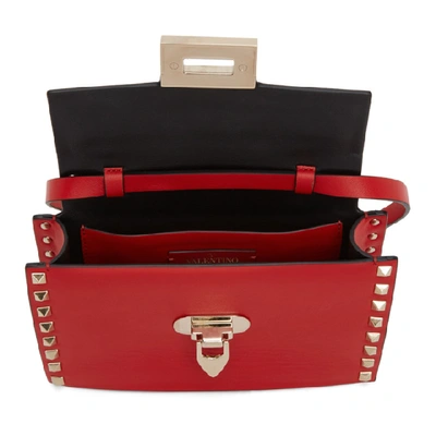 Shop Valentino Red  Garavani Mini Rockstud Shoulder Bag In Ju5 Redpur