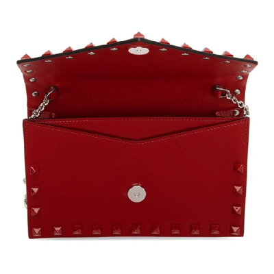 Shop Valentino Red  Garavani Patent Rockstud Envelope Wallet Bag In 0ro Redv