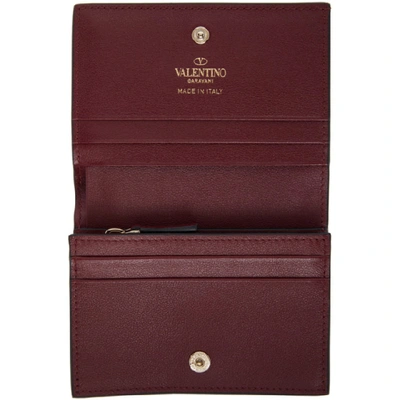 Shop Valentino Burgundy  Garavani Rockstud Bifold Wallet In C52 Cherry