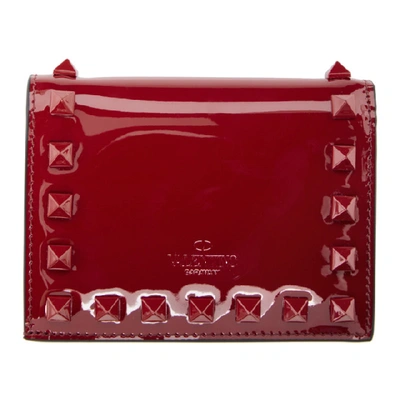 Shop Valentino Red  Garavani Rockstud Bifold Wallet In 0ro Redv