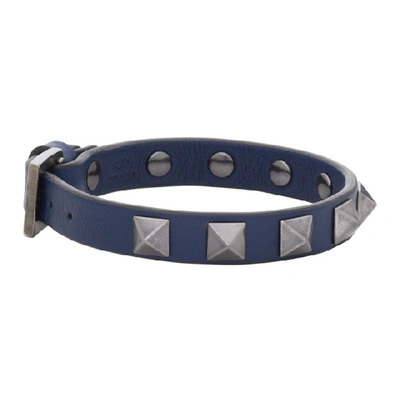 Shop Valentino Blue  Garavani Rockstud Bracelet In 52p Dk Blue