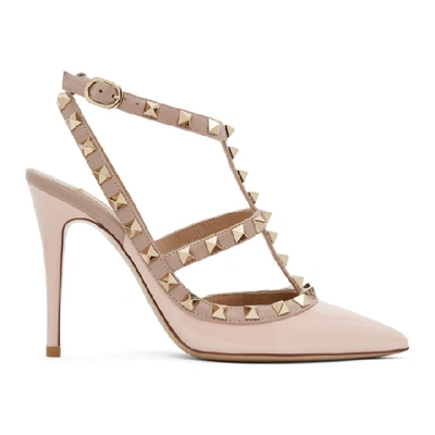 Shop Valentino Pink  Garavani Rockstud Ankle Strap Heels In 20l Rose