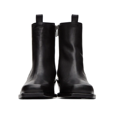 Shop Ann Demeulemeester Black Square Toe Wedge Heel Boots In 099 Black