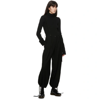 Shop Regulation Yohji Yamamoto Black Suspender Trousers In 1 Black