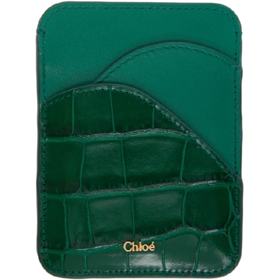 Shop Chloé Chloe Green Croc Walden Card Holder In 3h0 Woodsyg