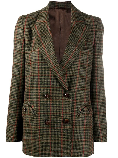 Shop Blazé Milano Double-breasted Wool Blazer In Green