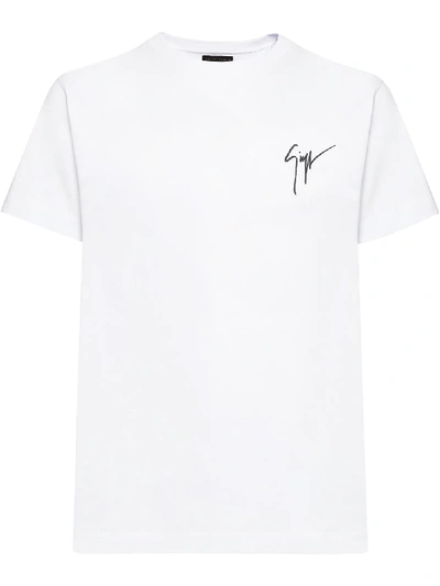 Shop Giuseppe Zanotti Logo Embroidered T-shirt In White