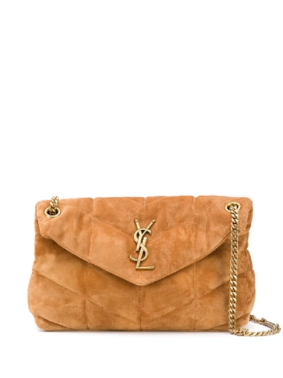 Shop Saint Laurent Monogram Envelope Shoulder Bag In Brown