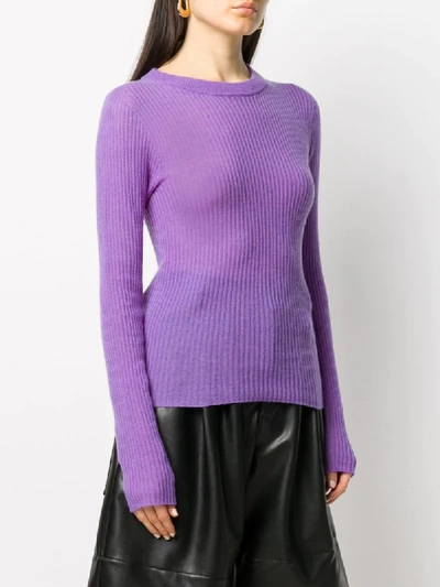 Shop Alysi Ribbed-knit Jumper In Purple