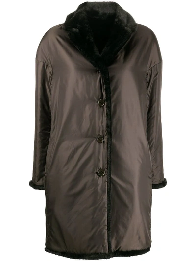 Shop Aspesi Reversible Raincoat In Brown
