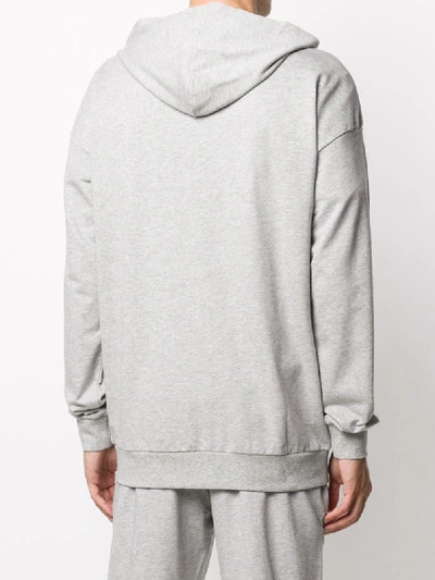 Shop Hugo Boss Logo-stripe Zipped Hoodie In Grey