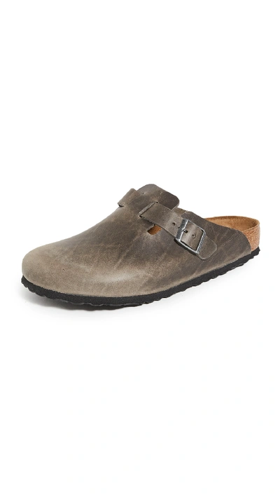 Birkenstock Boston Soft Footbed Clogs In Iron