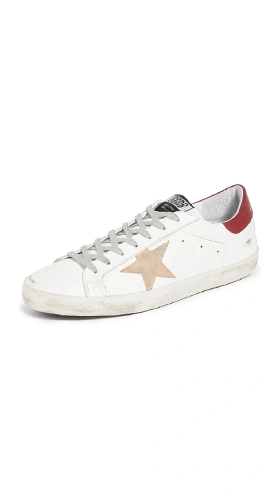 Shop Golden Goose Super Star Sneakers In White/cappuccino/bordeaux