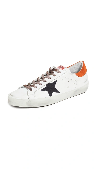 Shop Golden Goose Superstar Sneakers In White/night Blue/orange