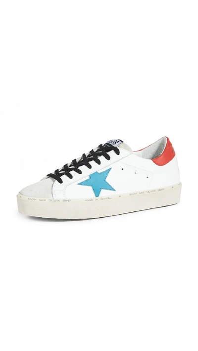 Shop Golden Goose Hi Star Sneakers In Ice/white/petroleum/red