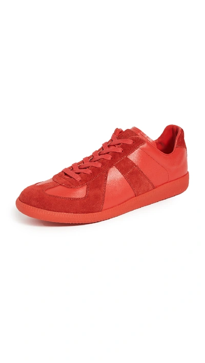 Shop Maison Margiela Replica Low Top Sneakers In Parrot/coral