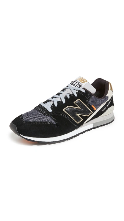 Shop New Balance 996 Sneakers In Black/gold