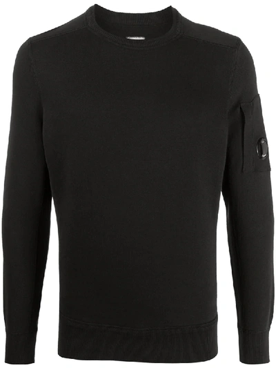 Shop C.p. Company Lens Detail Cotton Sweatshirt In Black