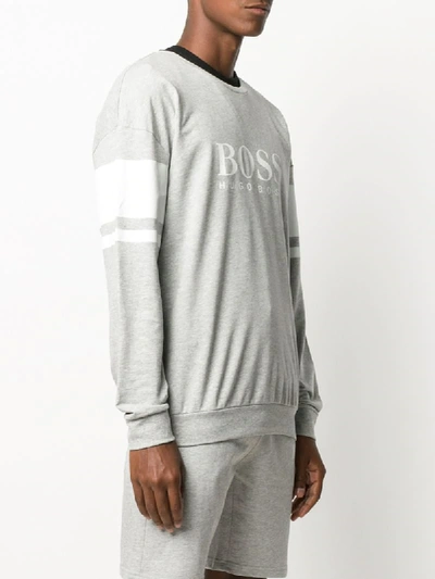 Shop Hugo Boss Sweatshirt Mit Logo-print In Grey