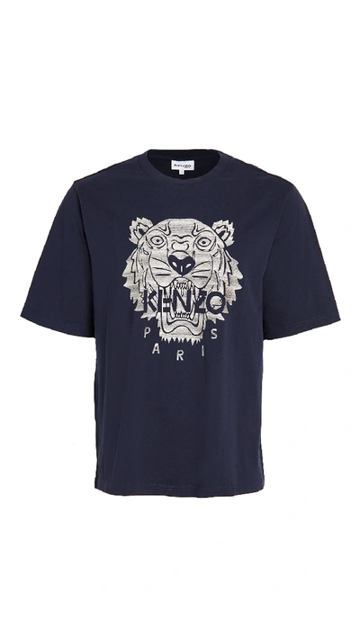 Shop Kenzo Stitched Tiger T-shirt In Navy Blue