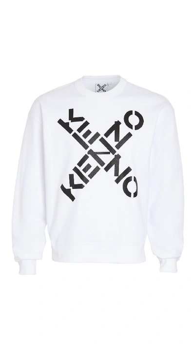 Shop Kenzo Sport Crew Neck (big 'x') Sweatshirt In White