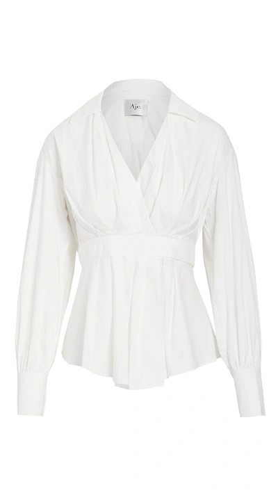 Shop Aje Tranquility Wrap Blouse In White
