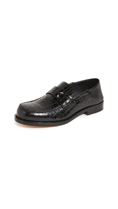 Shop Maison Margiela Camden Moc Croc Convertable Loafers In Black