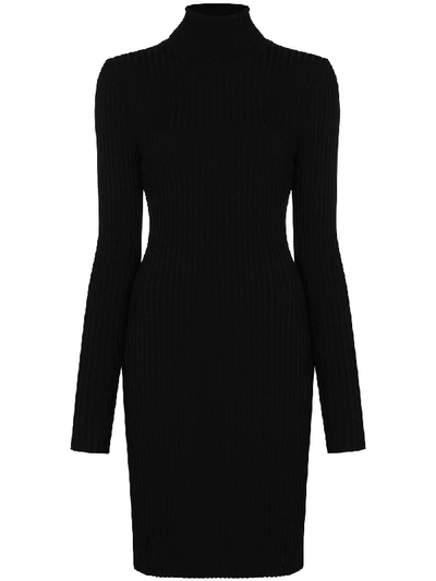 Shop Wolford Ribbed-knit Mini Dress In Black
