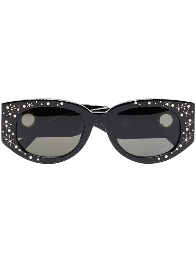 Shop Linda Farrow Debbie Sparkle Sunglasses In Black