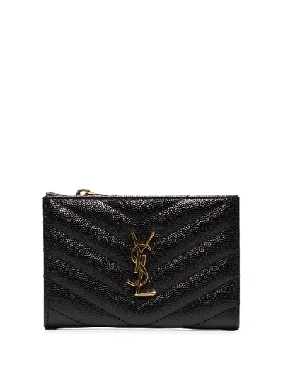 Shop Saint Laurent Logo Wallet In Black