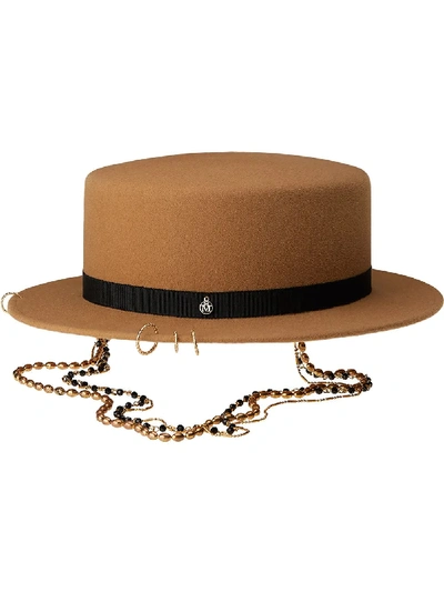 Shop Maison Michel Augusta Chain Link Hat In Brown