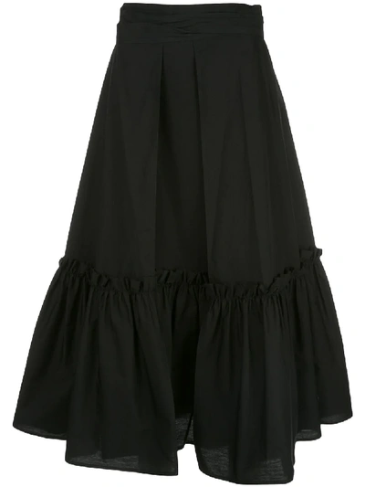 Shop Rosetta Getty Flared Midi Skirt In Black