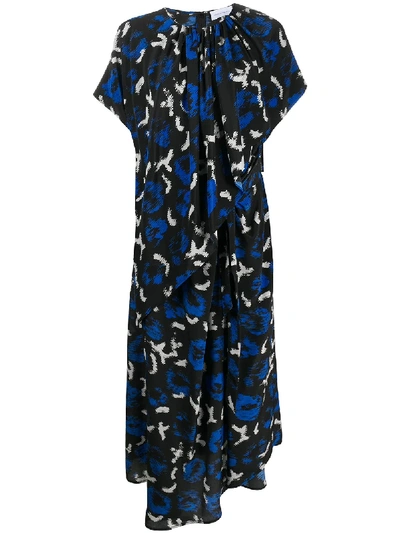 Shop Christian Wijnants Damla Midi Silk Dress In Blue