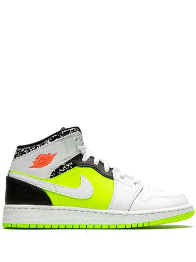 Jordan Kids' Air 1 Mid "notebook" Sneakers In Hyper Crimson/volt/white |  ModeSens