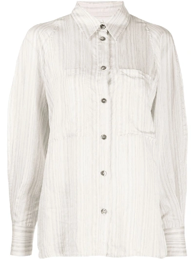 Shop Tela Long-sleeved Stripe Print Shirt In Neutrals