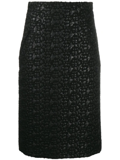 Pre-owned Moschino 2000s Textured Straight-fit Skirt In Black