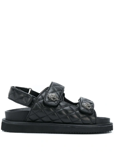 Shop Kurt Geiger Quilted Chunky Sandals In Black