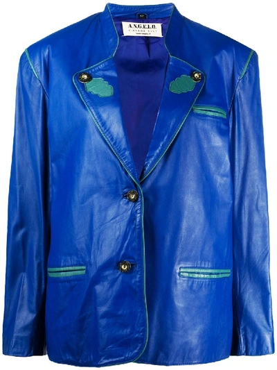 Pre-owned A.n.g.e.l.o. Vintage Cult 1980s Leather Blazer In Blue