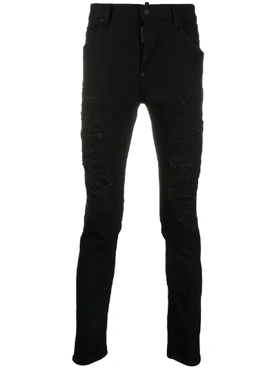 Shop Dsquared2 Distressed Skinny Jeans In Black