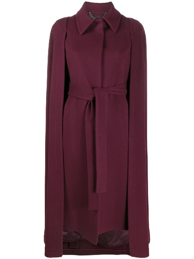 Shop Federica Tosi Belted Cape Coat In Purple