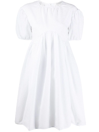 Shop Cecilie Bahnsen Textured Puff-sleeve Dress In White