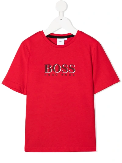 Shop Hugo Boss Logo Print T-shirt In Red