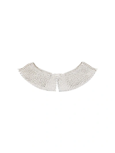 Shop Alessandra Rich Crystal Collar Necklace In Silver