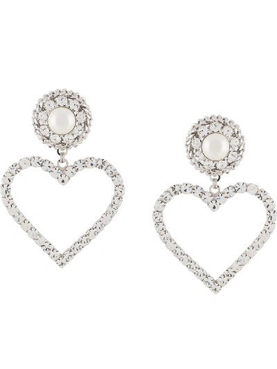 Shop Alessandra Rich Oversized Heart Earrings In Silver