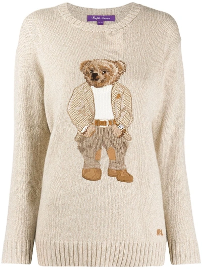 Shop Ralph Lauren Bear-jacquard Sweater In Neutrals