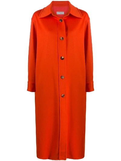 Shop Alberto Biani Oversized Longline Coat In Orange